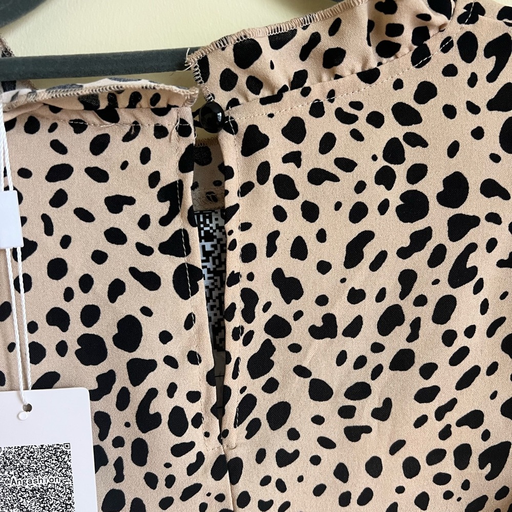 NWT Ruffle Animal Print Babydoll Tunic Top - Picture 7 of 10